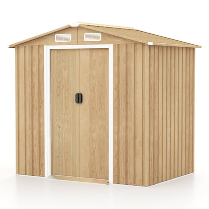 Outdoor Storage Shed with 4 Vents and Lockable Doors-Natural