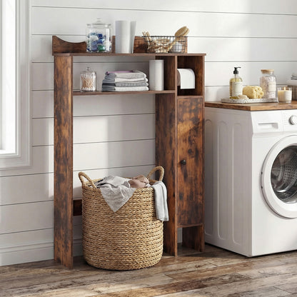 Over Toilet Storage Cabinet with Paper Holder and Removable Shelves for Bathroom-Rustic Brown
