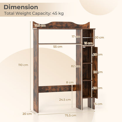 Over Toilet Storage Cabinet with Paper Holder and Removable Shelves for Bathroom-Rustic Brown