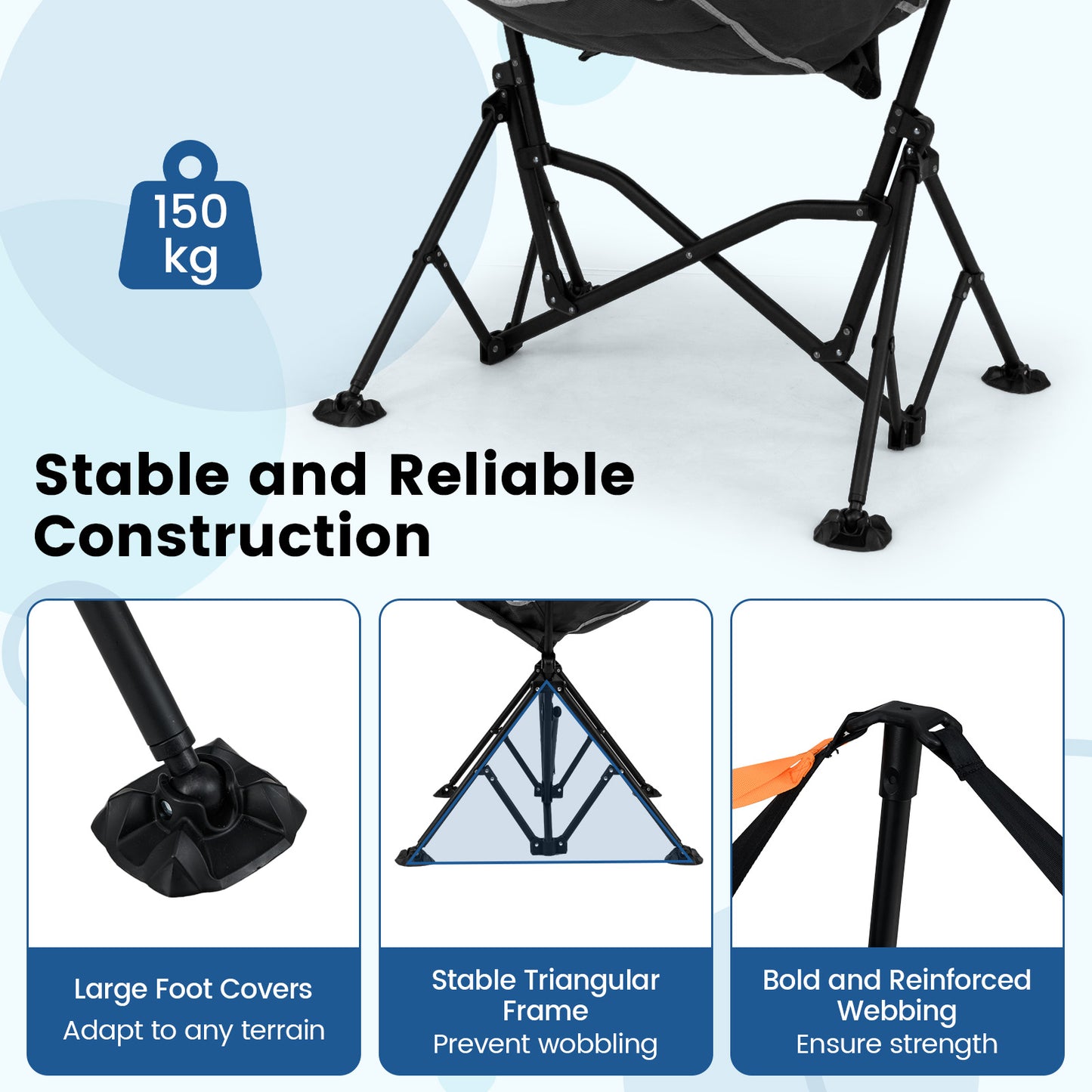 Oversized Hammock Camping Chair with Cup Holder-Black