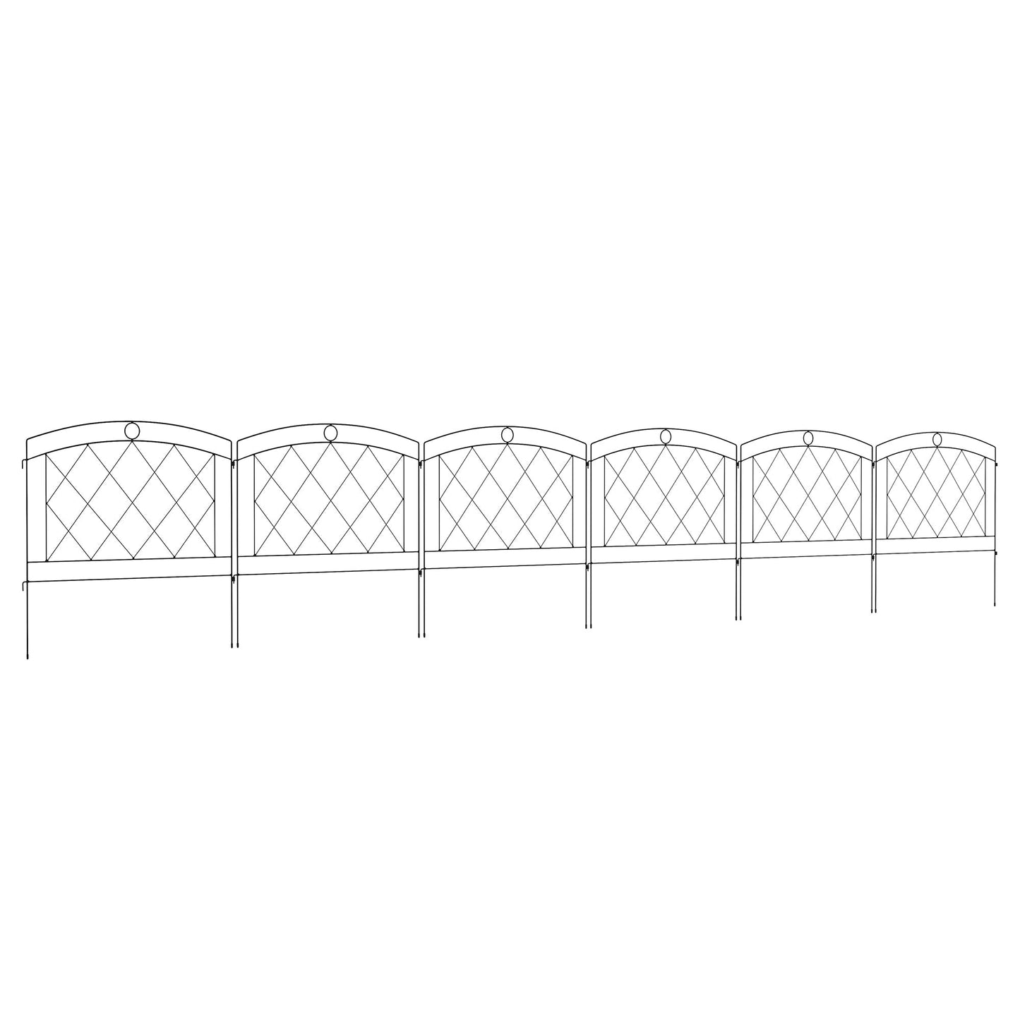 Outsunny Metal Decorative Outdoor Picket Fence Panels Set of 6, Black