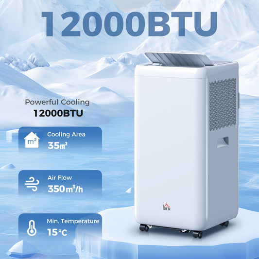 HOMCOM 12,000 BTU 5-in-1 Mobile Air Conditioner, 35mÂ² Radius - White