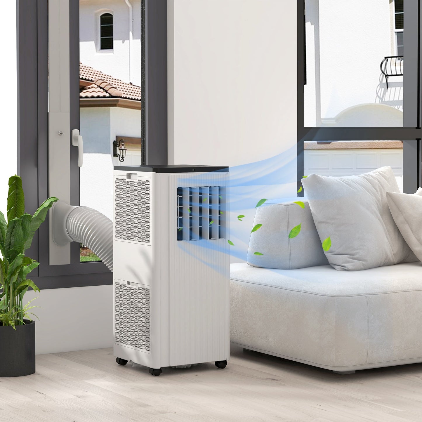 HOMCOM 9,000 BTU App-Controlled Mobile Air Conditioner, 20mÂ² Radius - White