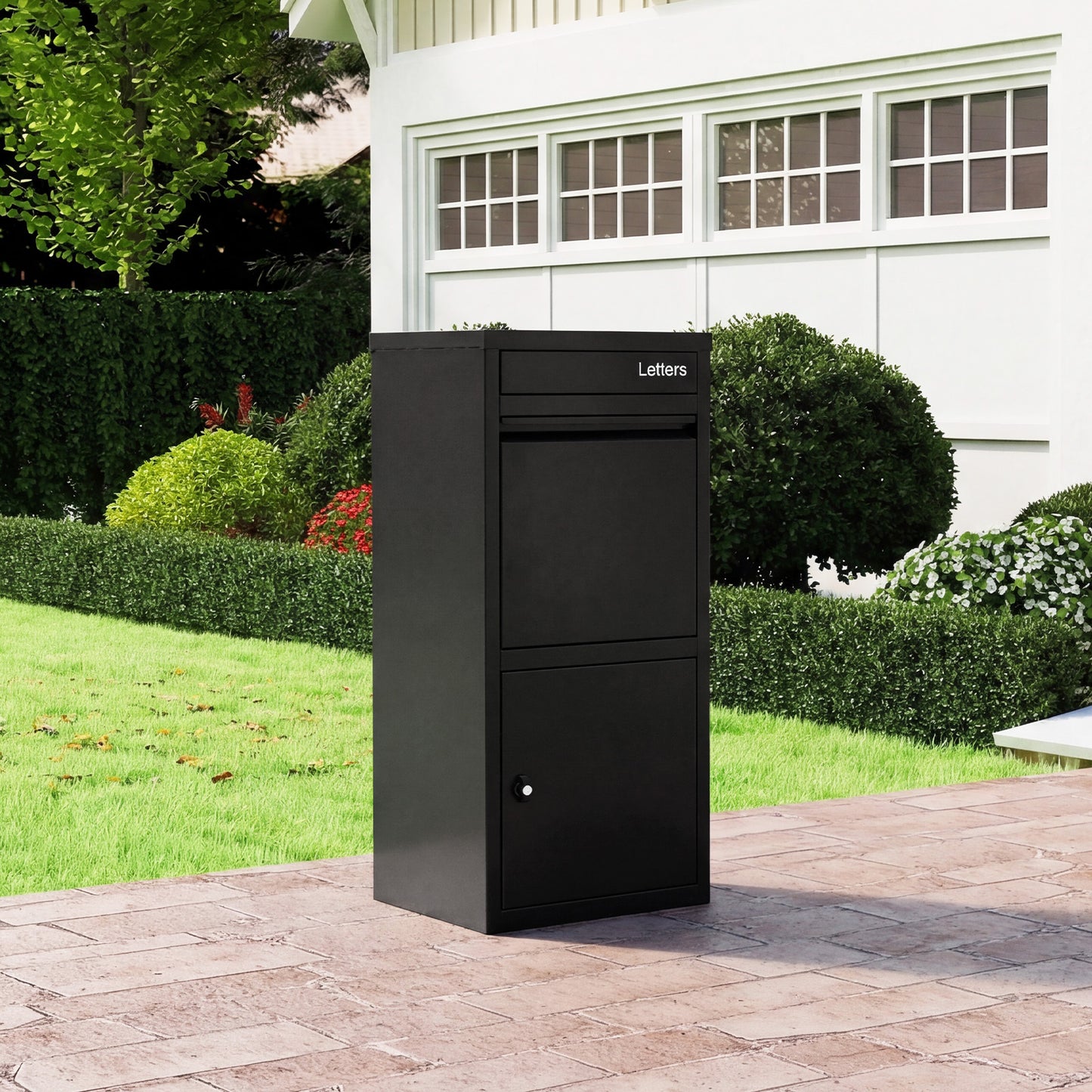 Package Delivery Box for Outside Large Galvanized Steel Parcel Mailbox with Anti-Theft Design-Black