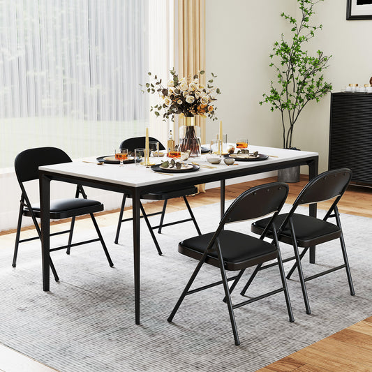 Padded Party Chairs with Metal Frame for Indoor Outdoor Use-Black
