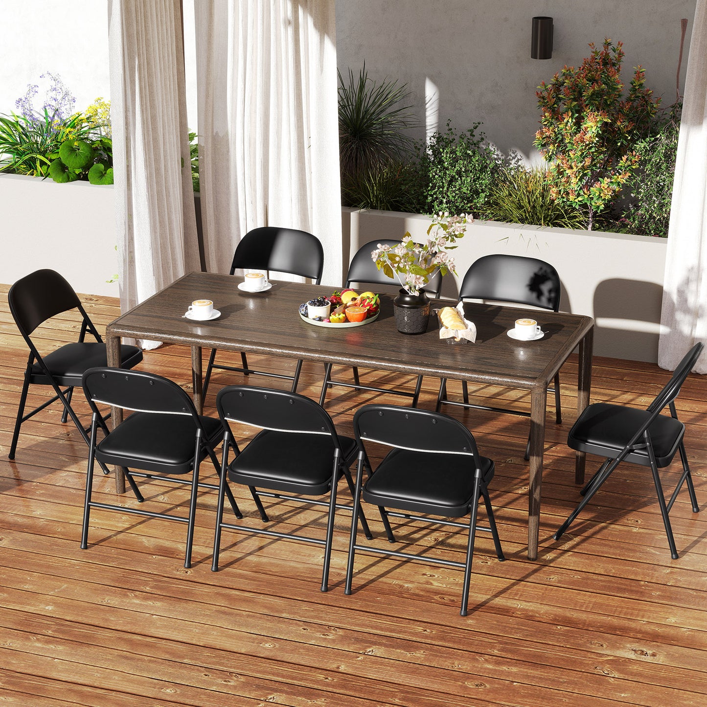 Padded Party Chairs with Metal Frame for Indoor Outdoor Use-Black