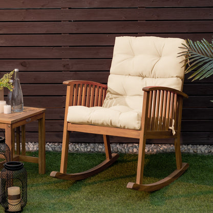 Patio Chair Seat Pads with Non-slip Rope Belts and Sun Protection for Indoor Outdoor Use-Beige