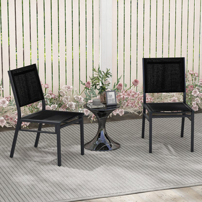 Patio Armless Chair with Breathable Seat and Backrest-1 Piece