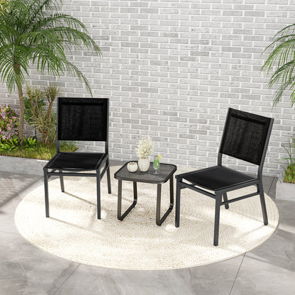 Patio Armless Chair with Breathable Seat and Backrest-4 pieces