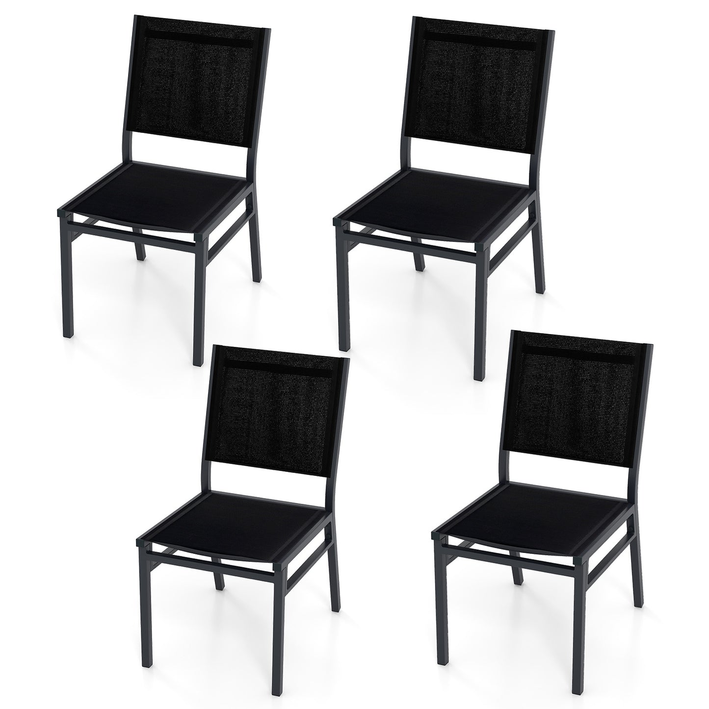 Patio Armless Chair with Breathable Seat and Backrest-4 pieces