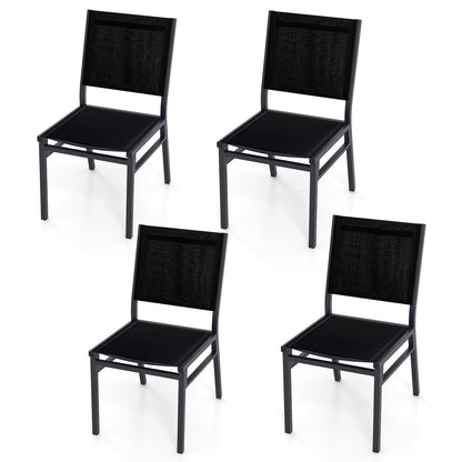 Patio Armless Chair with Breathable Seat and Backrest-4 pieces