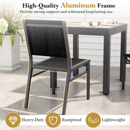 Patio Armless Chair with Breathable Seat and Backrest-4 pieces