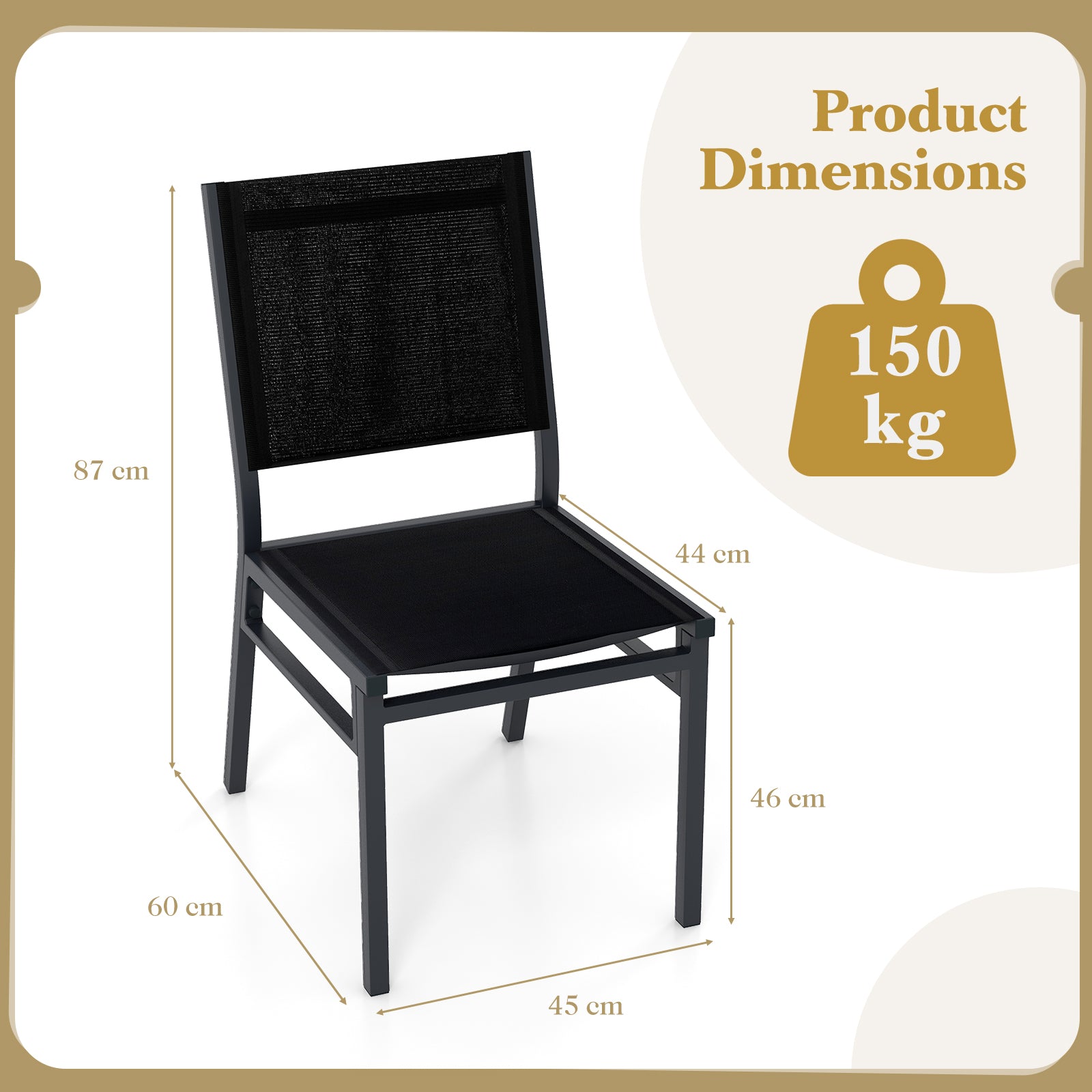 Patio Armless Chair with Breathable Seat and Backrest-4 pieces