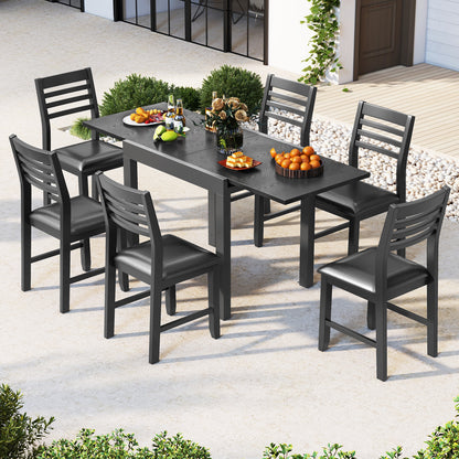 Patio Expandable Dining Table Rectangular Aluminum Dining Table for 4-6 Person-Grey