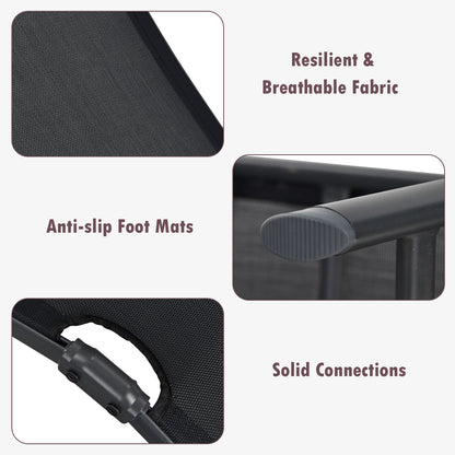 Patio Foldable Chaise Lounge Chair Reclining with Adjustable Backrest-Black-2 Pack