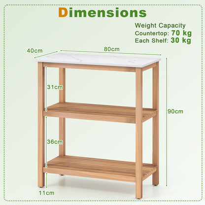 Patio Garden Potting Bench Table 3-Tier Acacia Wood Planting Workstation