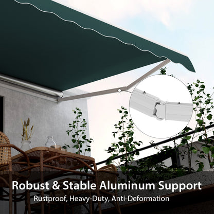 3.6 x 3 m Patio Retractable Awning with Manual Crank Handle-Green