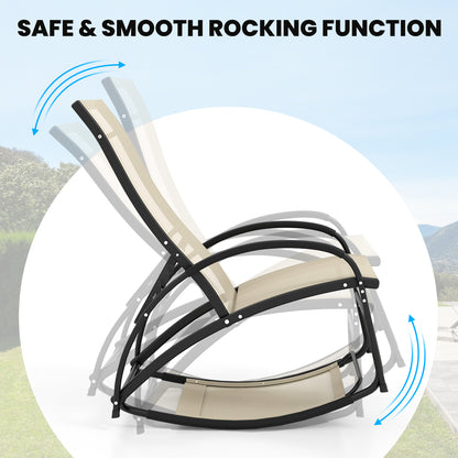 2-in-1 Outdoor Lounge Chair with 20° Rocking Angle-Beige