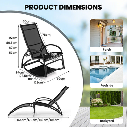 2-in-1 Outdoor Lounge Chair with 20° Rocking Angle-Black