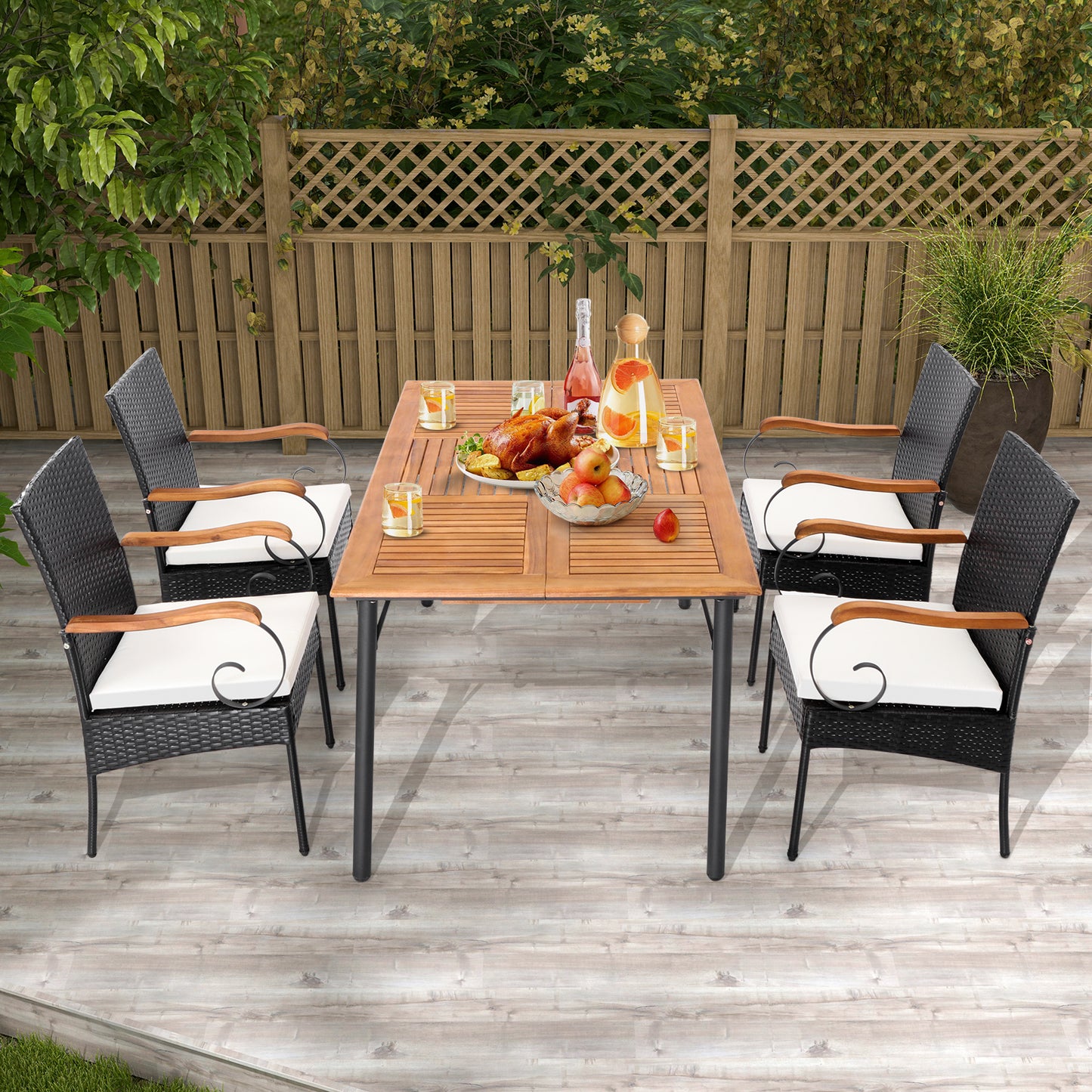 Patio Wicker Chair Set of 2 with Soft Zippered Cushion