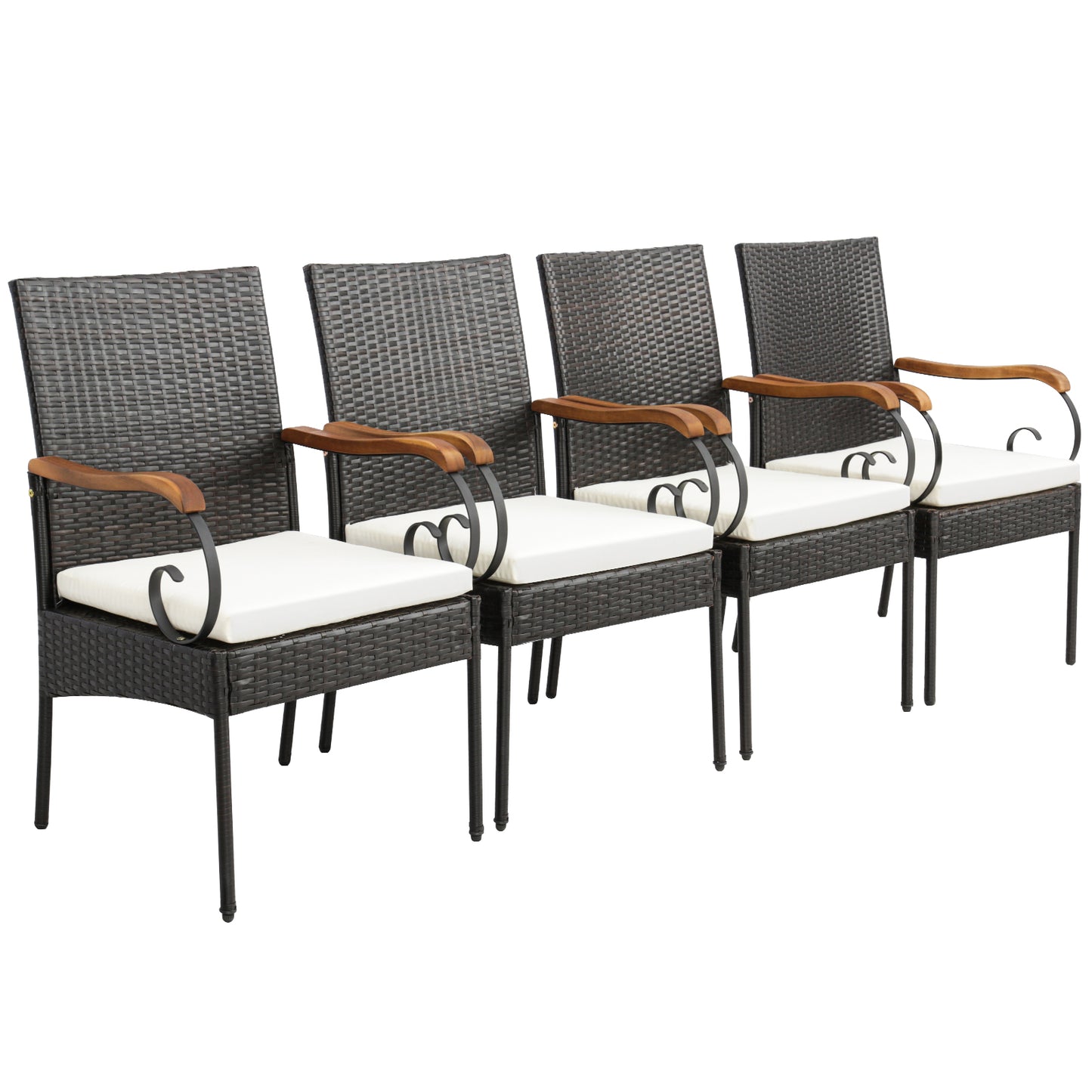Patio Wicker Chair Set of 2 with Soft Zippered Cushion