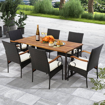 Patio Wicker Chair Set of 2 with Soft Zippered Cushion