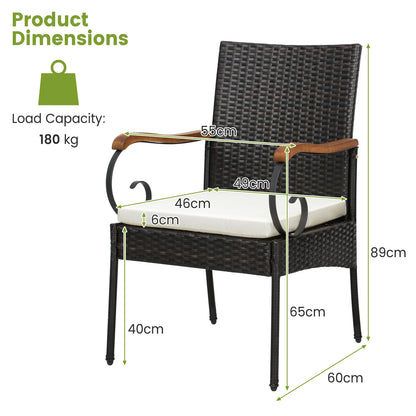 Patio Wicker Chair Set of 2 with Soft Zippered Cushion