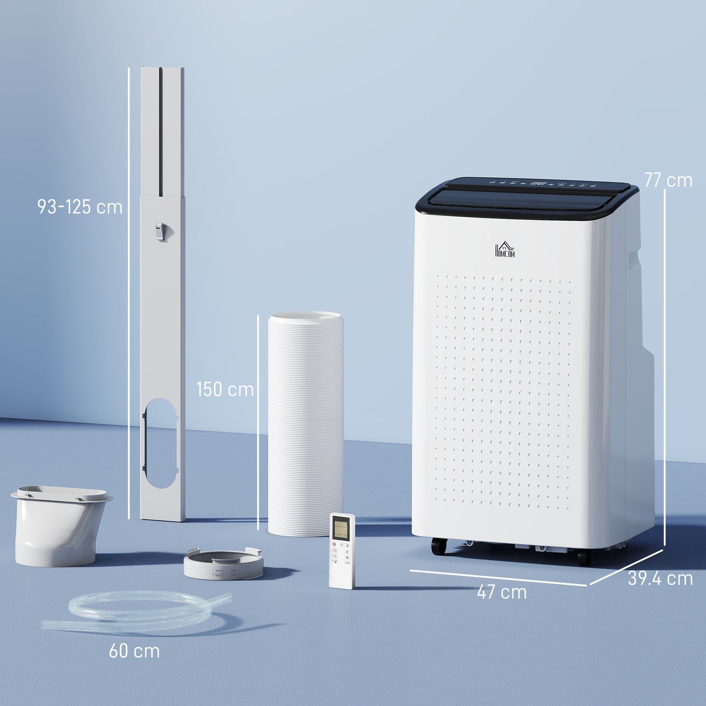 HOMCOM 14000 BTU Mobile Air Conditioner for Room up to 35mÂ², Smart Home WiFi Compatible, with Dehumidifier, Fan, 24H Timer