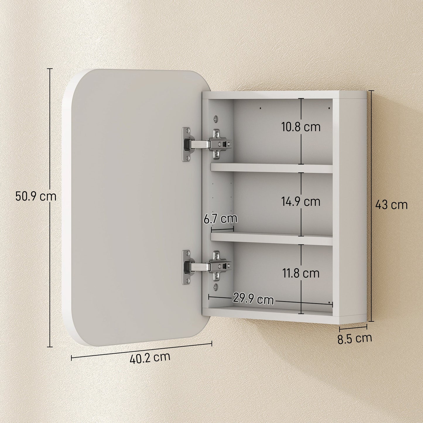 HOMCOM Bathroom Medicine Cabinet with Mirror, Bathroom Wall Cabinet with Adjustable Shelves, Soft Close Hinges, White
