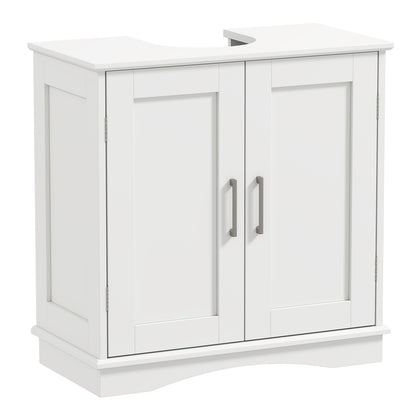 60 cm Pedestal Sink Bathroom Vanity Cabinet with Adjustable Shelf-White