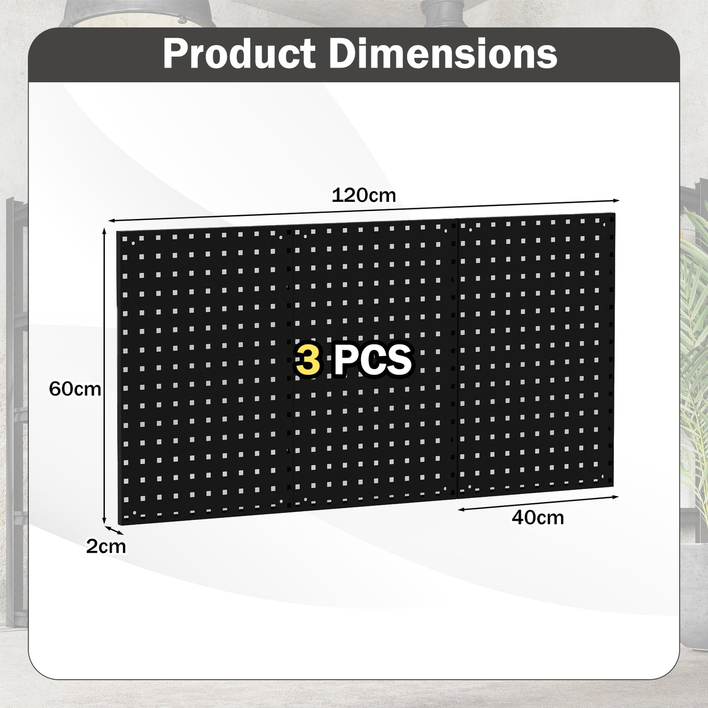 Wall-Mounted Pegboard Tool Organizing Kit with 28 PCS Hanging Accessories-Black