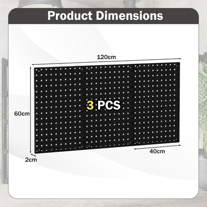 Wall-Mounted Pegboard Tool Organizing Kit with 28 PCS Hanging Accessories-Black