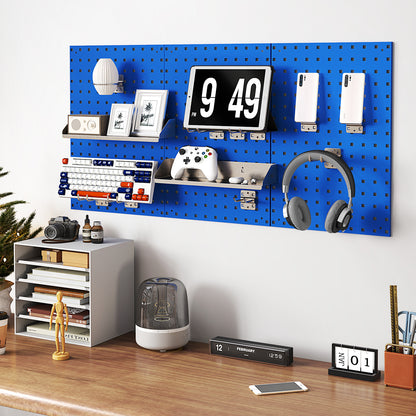 Wall-Mounted Pegboard Tool Organizing Kit with 28 PCS Hanging Accessories-Navy