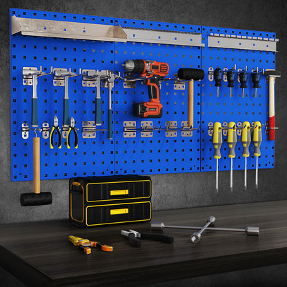 Wall-Mounted Pegboard Tool Organizing Kit with 28 PCS Hanging Accessories-Navy