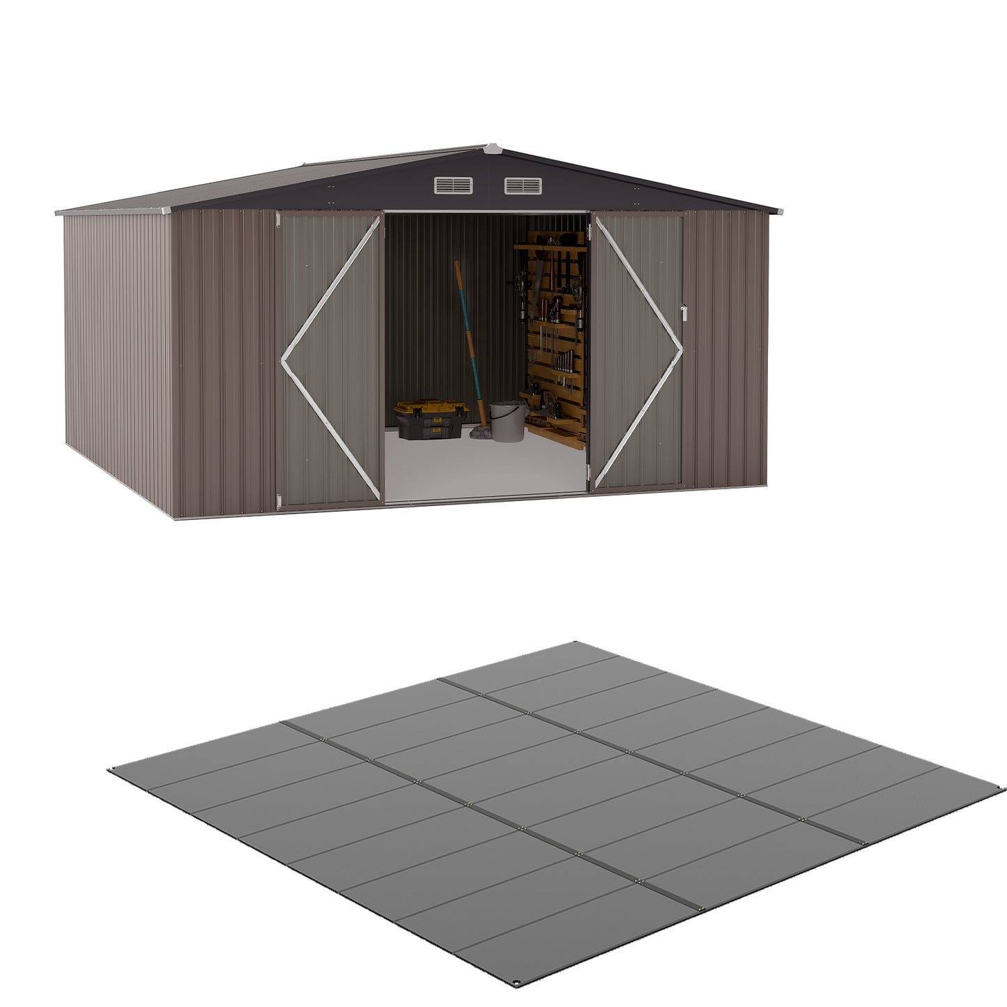 Plastic Tool Shed Floor Mat Grass Patio Floor Mat with Non-slip Surface-M