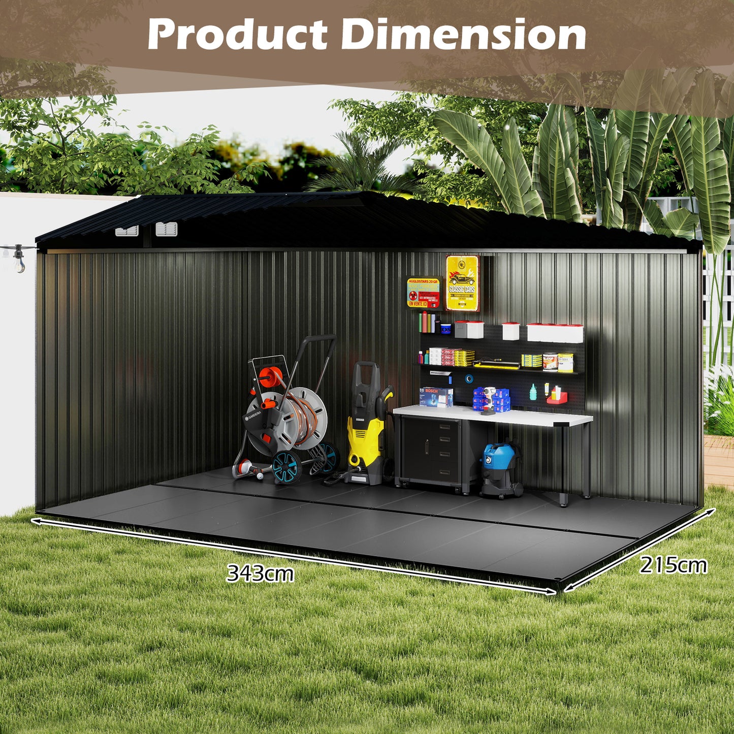 Plastic Tool Shed Floor Mat Grass Patio Floor Mat with Non-slip Surface-S