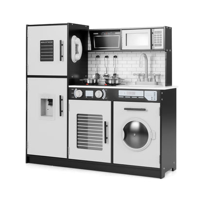Play Kitchen Toy Set with Oven and Washing Machine for Aged 3+ Years Old-Black