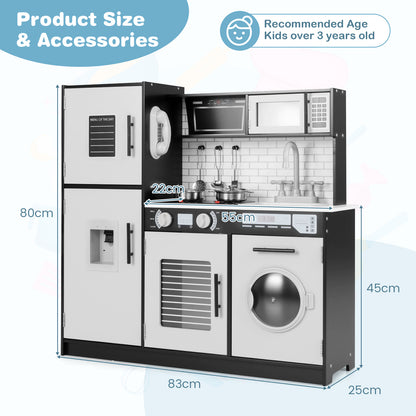 Play Kitchen Toy Set with Oven and Washing Machine for Aged 3+ Years Old-Black