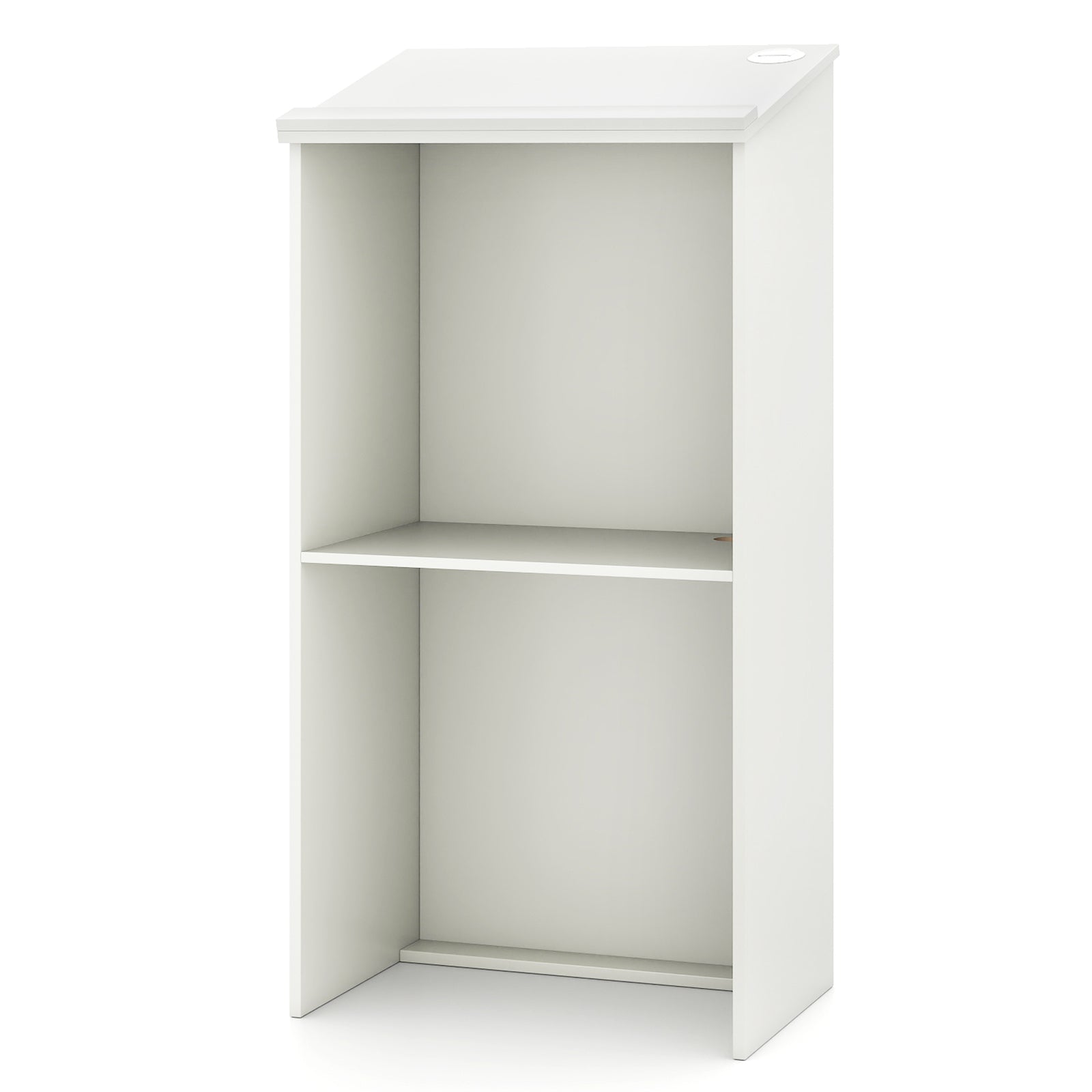 Podium Stand Hostess Stand for Speakers with Storage Shelf-White
