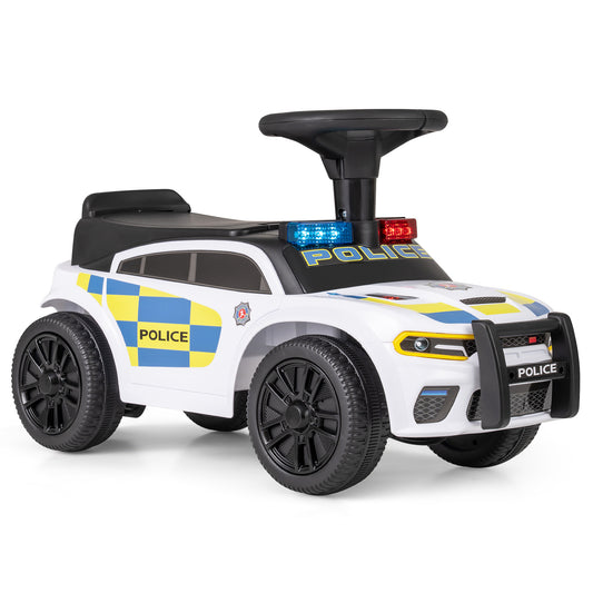Police Kids Push Ride on Car with Steering Wheel and Siren Sounds for Kids Aged 18M+-White