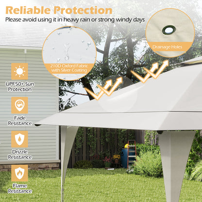 395 x 395 cm Pop up Canopy Tent with Vented Top and 8 Drainage Holes-Beige