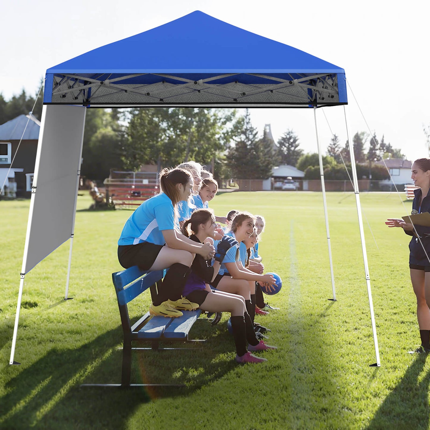 Pop up Canopy Tent with 1 Sidewall Outdoor Easy Setup Folding Gazebo Shelter-Blue