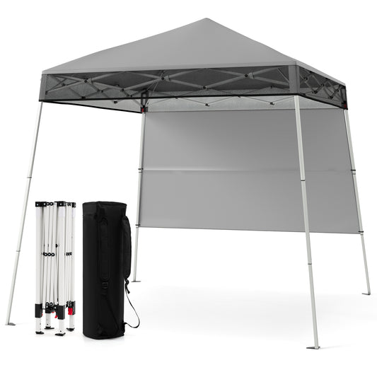 Pop up Canopy Tent with 1 Sidewall Outdoor Easy Setup Folding Gazebo Shelter-Grey