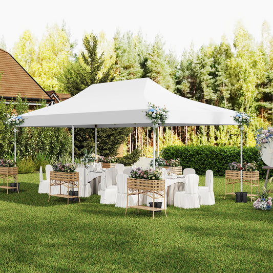 Pop-up Canopy Tent with 6 Detachable Sidewalls and Carrying Bag-White