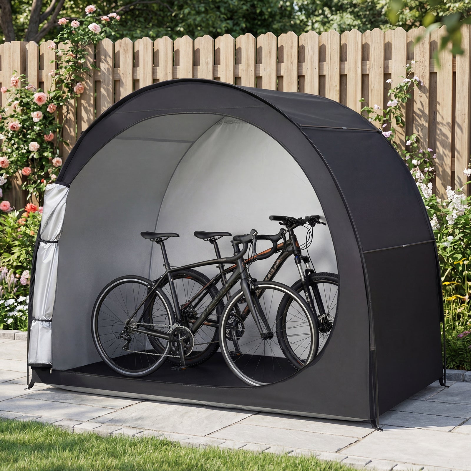 Portable Bicycle Shed with Waterproof PU Coated Oxford Fabric-Black