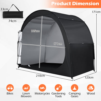 Portable Bicycle Shed with Waterproof PU Coated Oxford Fabric-Black