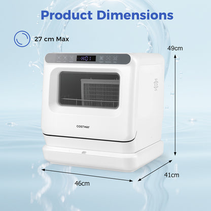 Portable Dishwasher with Preserve Function and 6 Programs