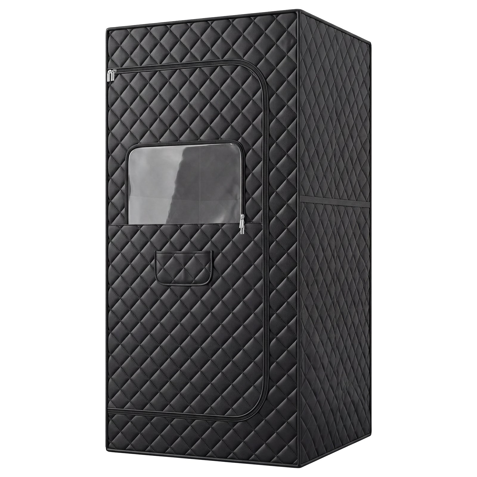 Portable Far Infrared Sauna Box for Home with Heated Foot Pad-Black