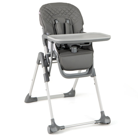 Portable Adjustable Highchair with Footrest and Detachable Tray for Babies-Grey