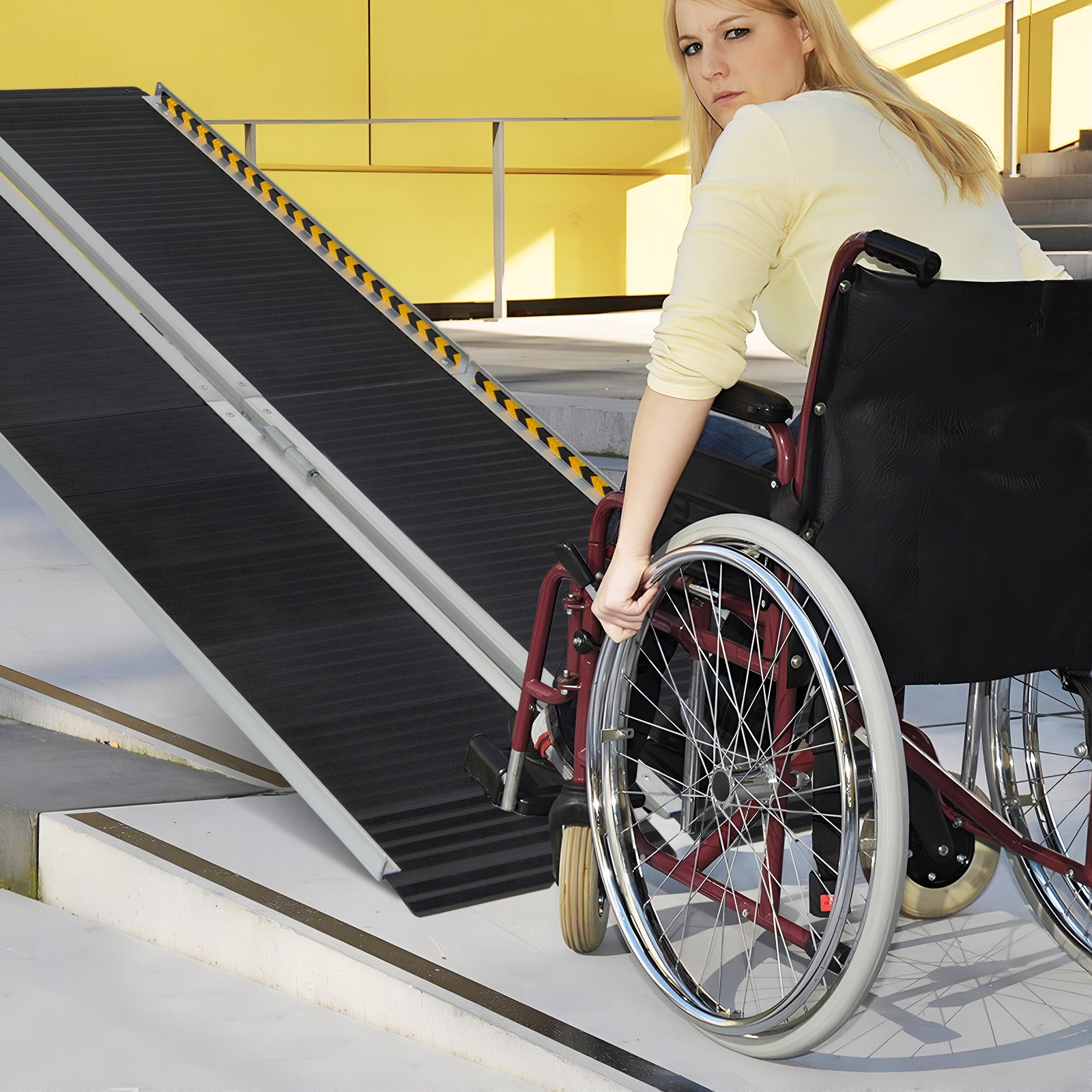 Portable Aluminum Wheelchair Ramp with Transition Plate-6FT